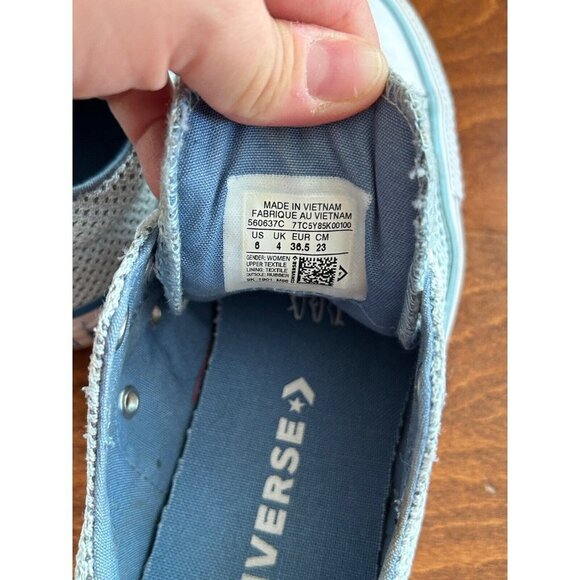 Converse Chuck Taylor All Star Low Top Sneakers Blue Mesh Lace Up Size 6 - Picture 7 of 9